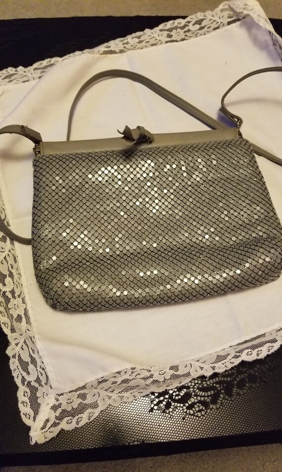 Vintage light gray whiting and davis mesh bag eve… - image 10