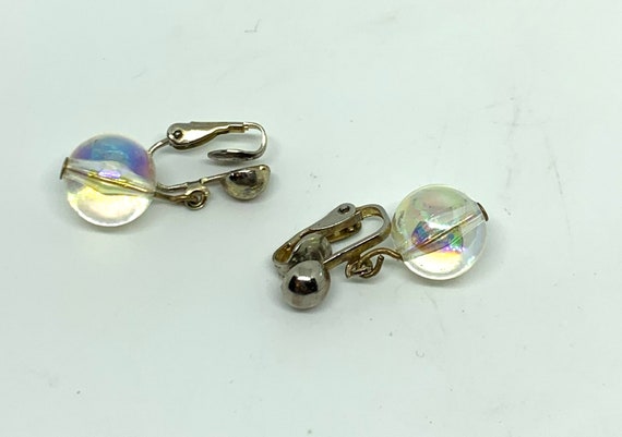 Vintage iridescent crystal ball bead dangle clip … - image 10