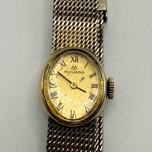 Vintage Movado 14k GF dainty oval ladies watch working wind up
