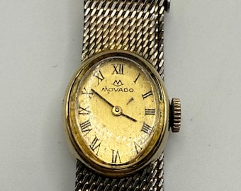Vintage Movado 14k GF dainty oval ladies watch working wind up