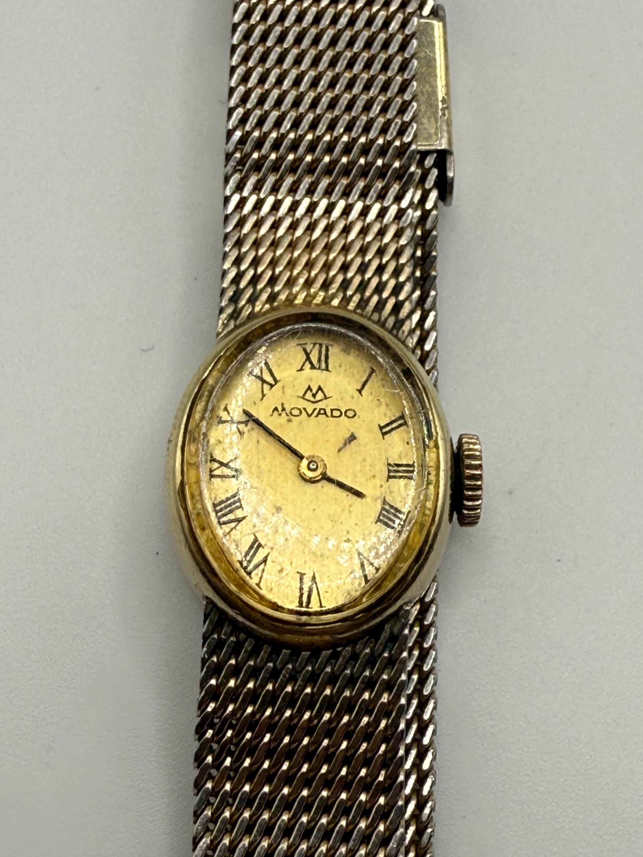Vintage Movado 14k GF Dainty Oval Ladies Watch Working Wind  display picture 1