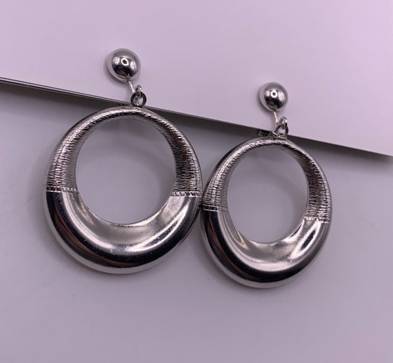 Vintage Coro silver tone circle dangle earrings l… - image 9