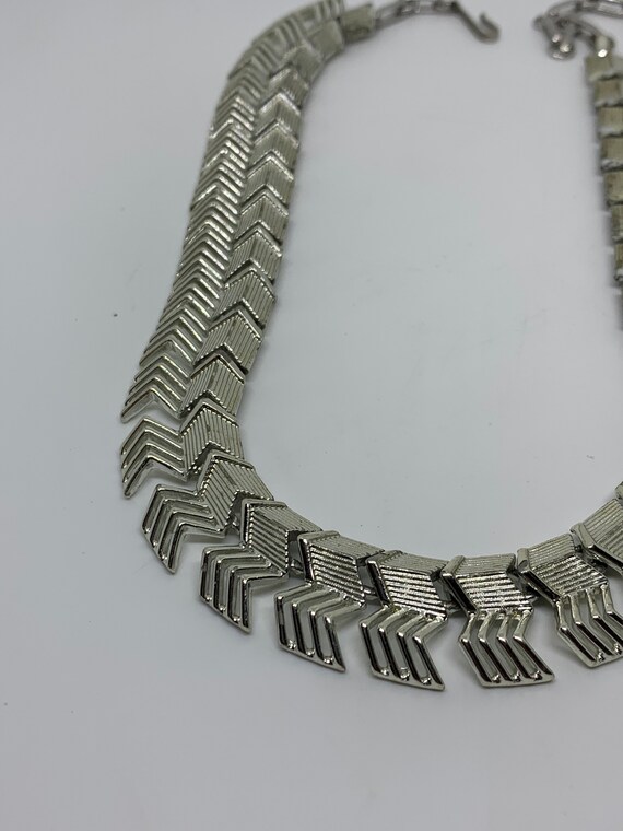 Coro collar choker necklace silver tone - image 9
