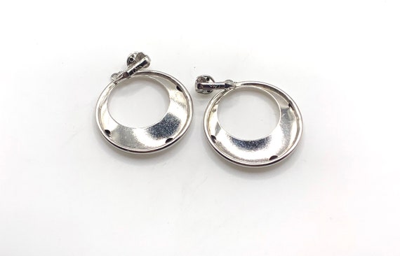 Vintage Coro silver tone circle dangle earrings l… - image 3