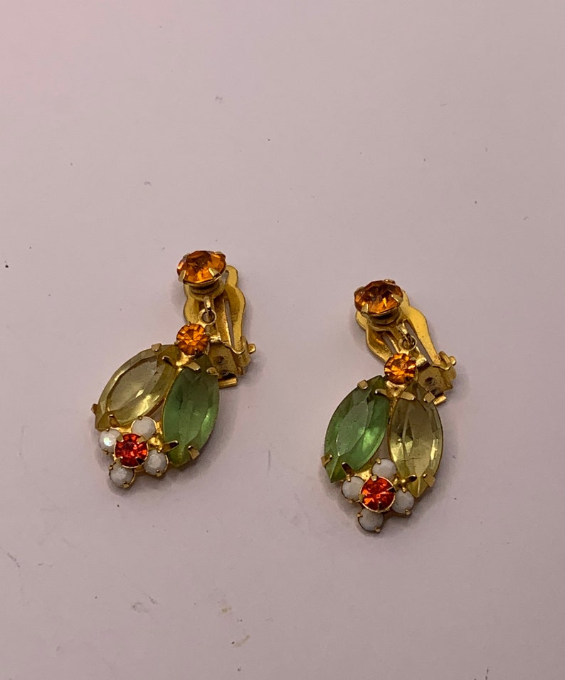 Vintage Juliana Rhinestone Flower Brooch & Clip On Earrings Set image 8