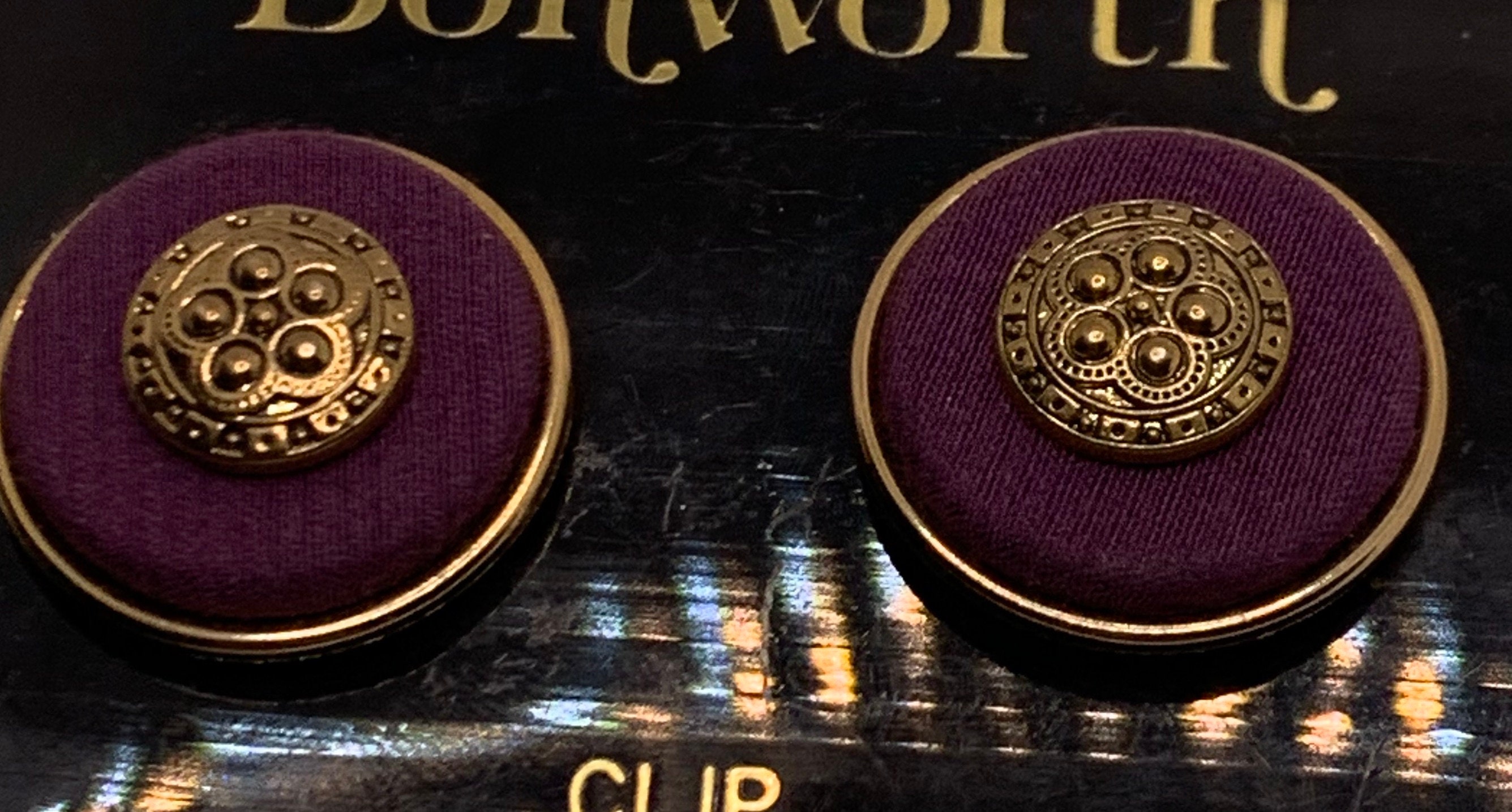 Boucles D'oreilles Rétro à Clips - Couleur Or Et Mauve Opaque - Modèle *3811 - Occasion