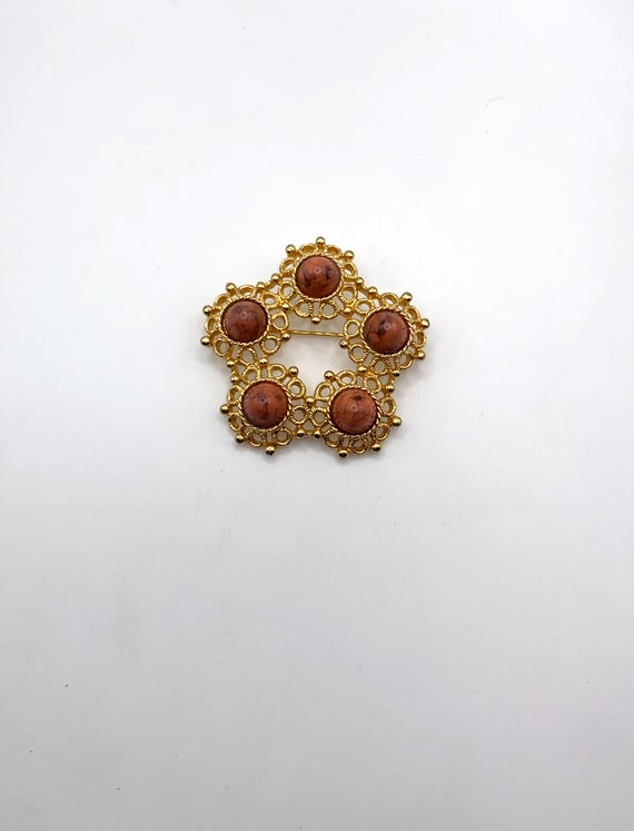 Vintage Sarah Coventry Valencia brooch gold tone … - image 4