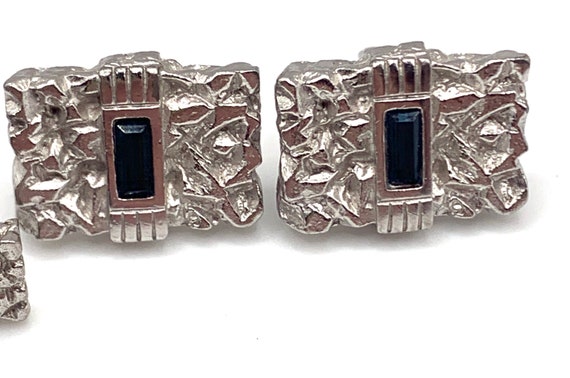 Vintage Swank tie pin and cufflinks set silver to… - image 1