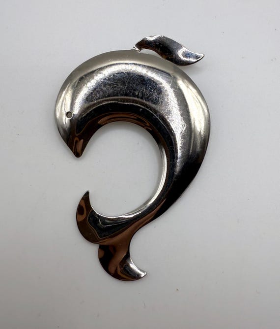 Vintage James H Hall Modernist 925 Sterling Silver Filled Dolphin