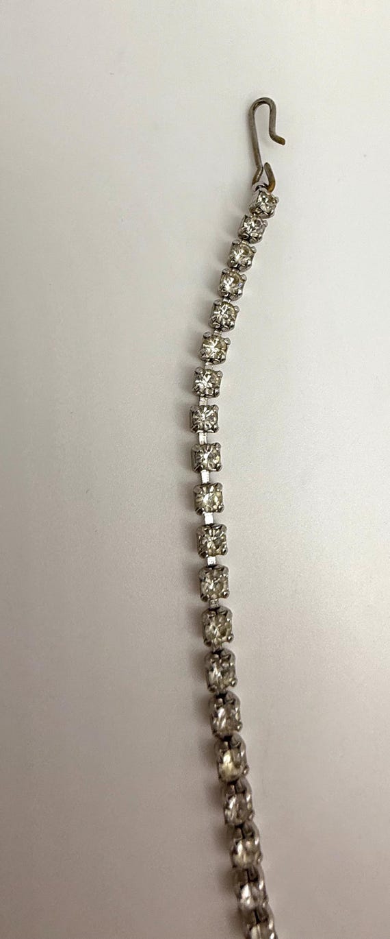 Vintage clear rhinestone rectangle round choker a… - image 3