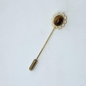 Vintage Tigers eye gold tone stick pin