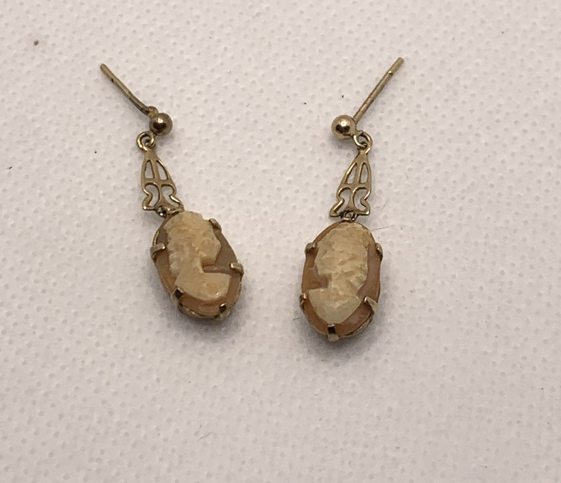 Antique Vintage 9ct gold cameo dangle pierced earrings Etsy