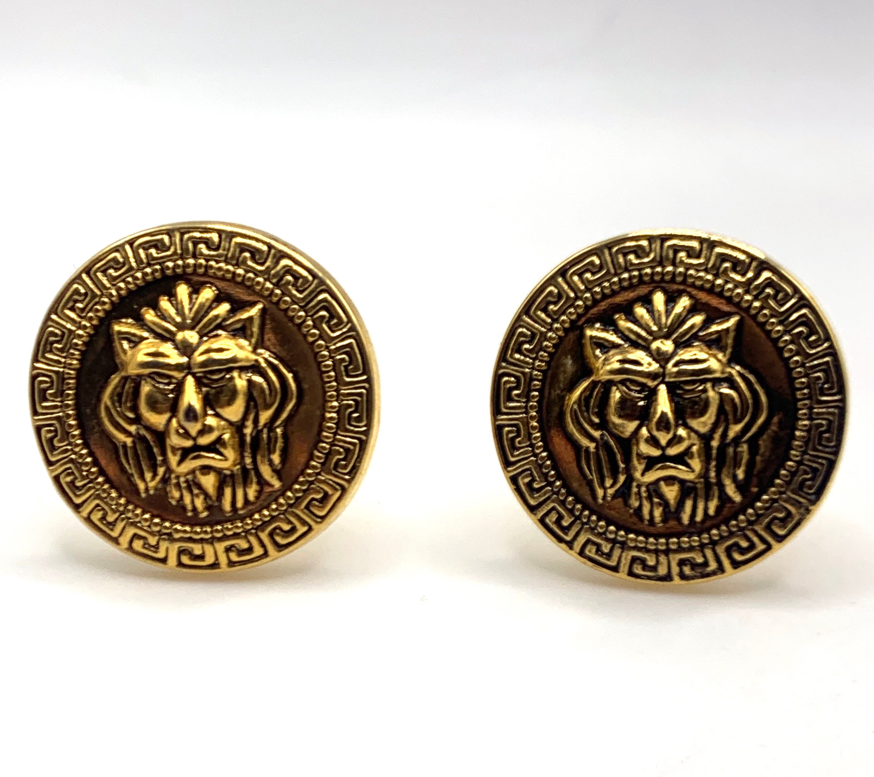 Anello con testa di leone e chiave greca Acciaio nero Oro Diamante Anello con testa di leone e chiave greca Acciaio nero Oro Diamante