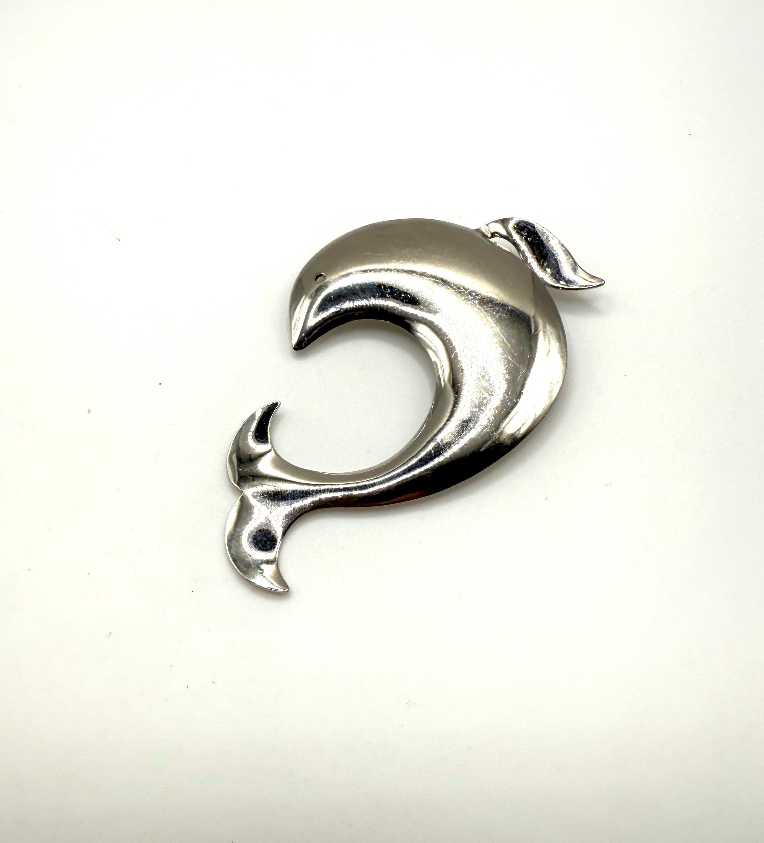Vintage James H Hall Modernist 925 Sterling Silver Filled Dolphin