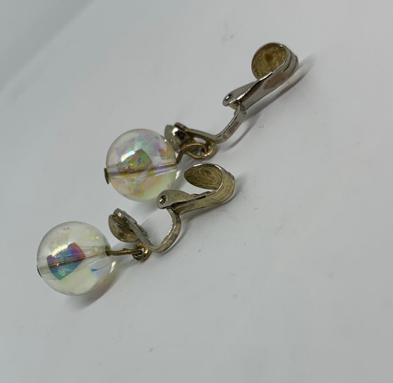 Vintage iridescent crystal ball bead dangle clip … - image 6