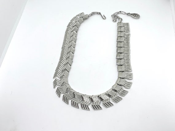 Coro collar choker necklace silver tone - image 7