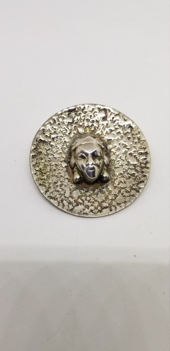 Vintage sterling silver 925 heavy round kings face