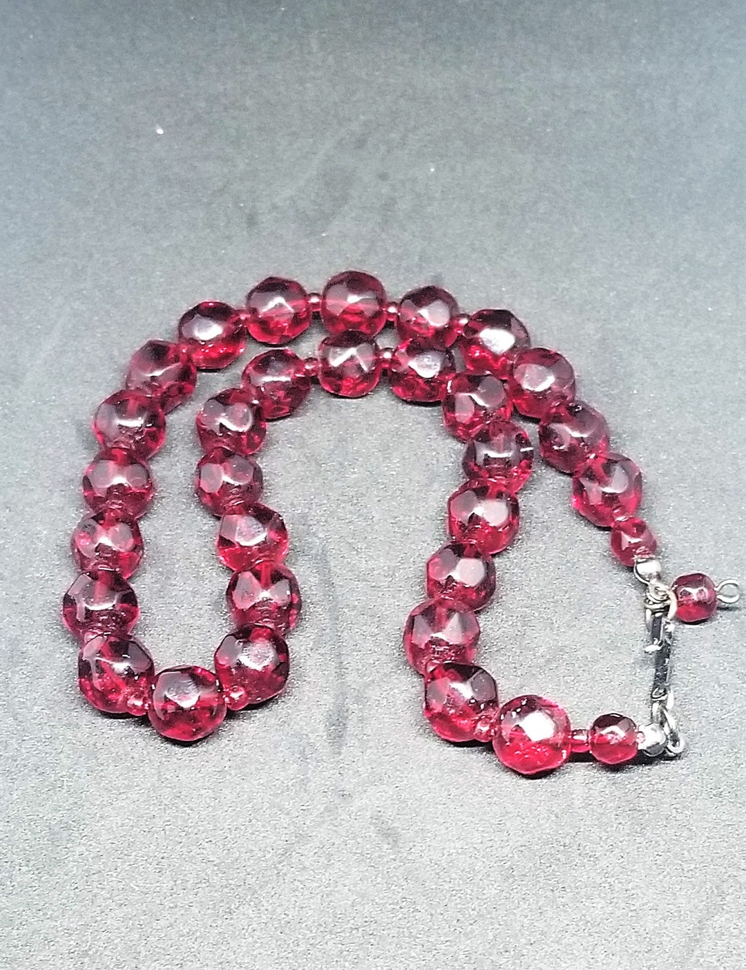 Vintage Red Beaded Choker Necklace Etsy