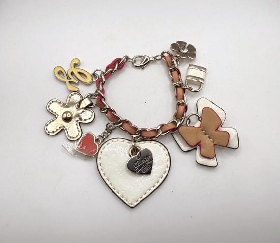 00's vintage GUESS シルバーブレスレット　アーカイブ　y2k Vintage Y2K Guess Charm Bracelet Chunky - Etsy
