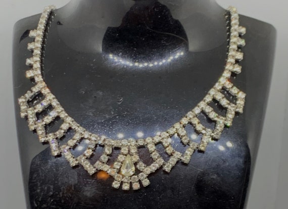 Vintage clear rhinestone elegant formal necklace … - image 3