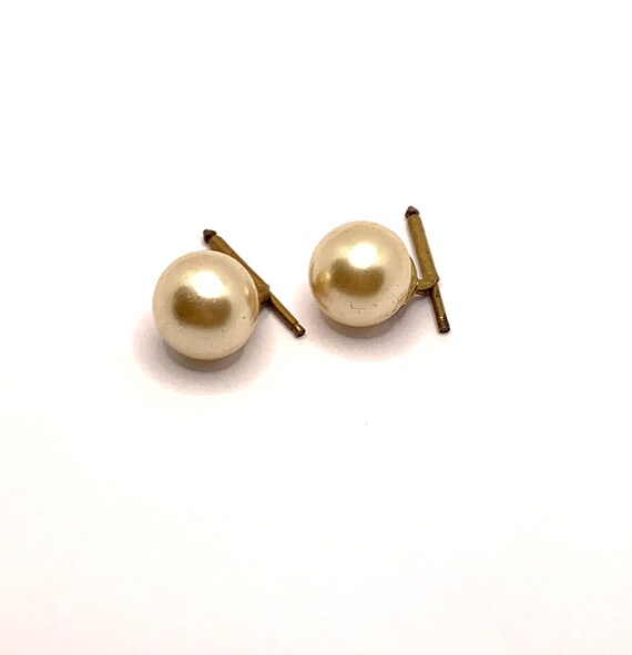 Vintage large off white faux pearl shirt studs pair set of 2