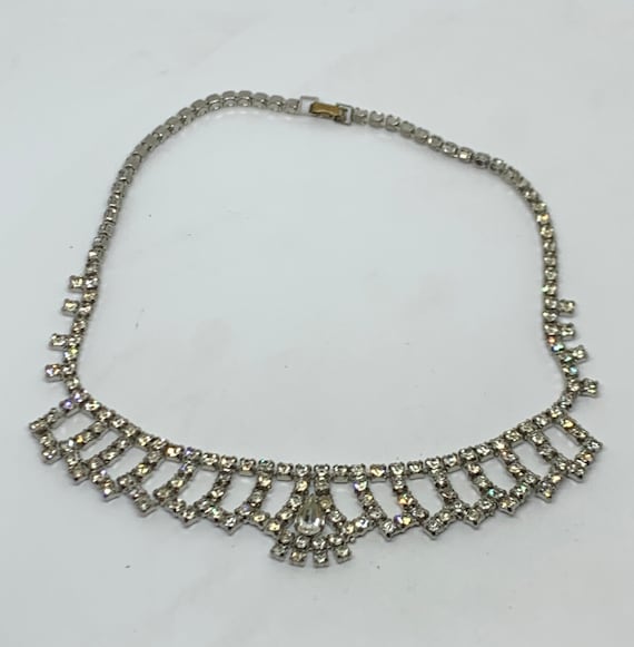 Vintage clear rhinestone elegant formal necklace … - image 1