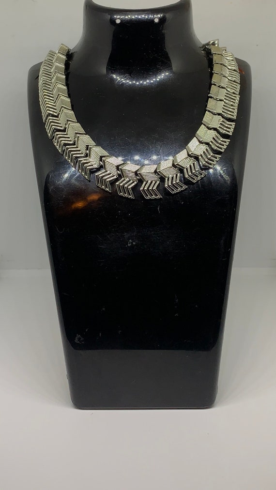 Coro collar choker necklace silver tone - image 1