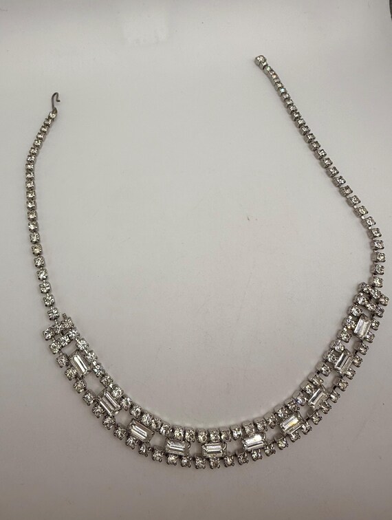 Vintage clear rhinestone rectangle round choker a… - image 4
