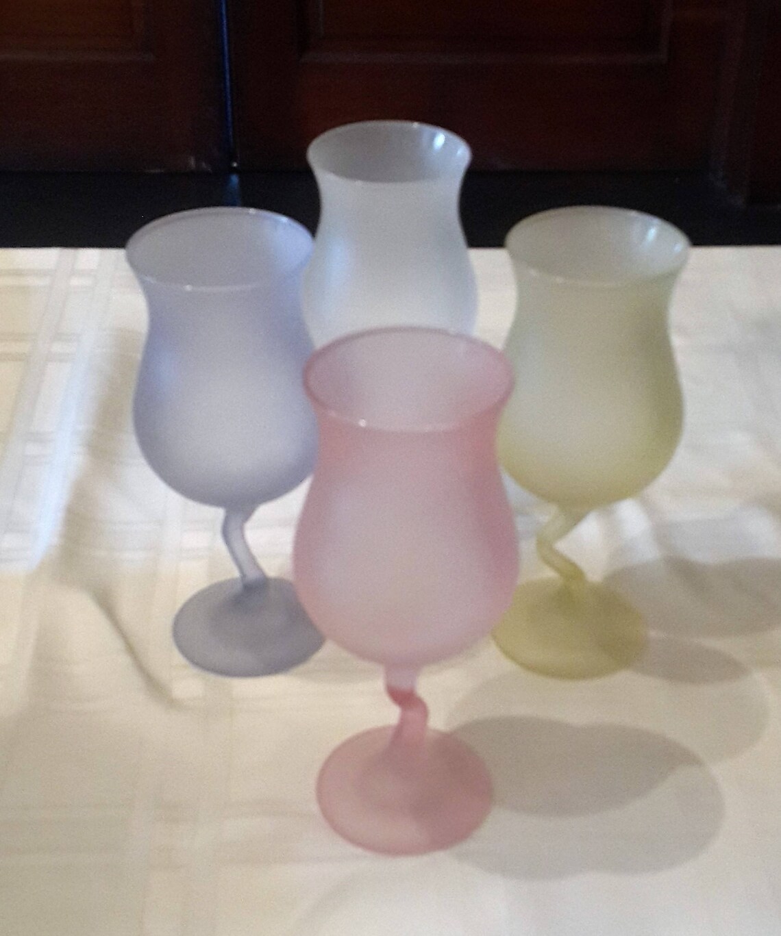 Frosted satin finish curved stem cocktail wine glasses set of Etsy