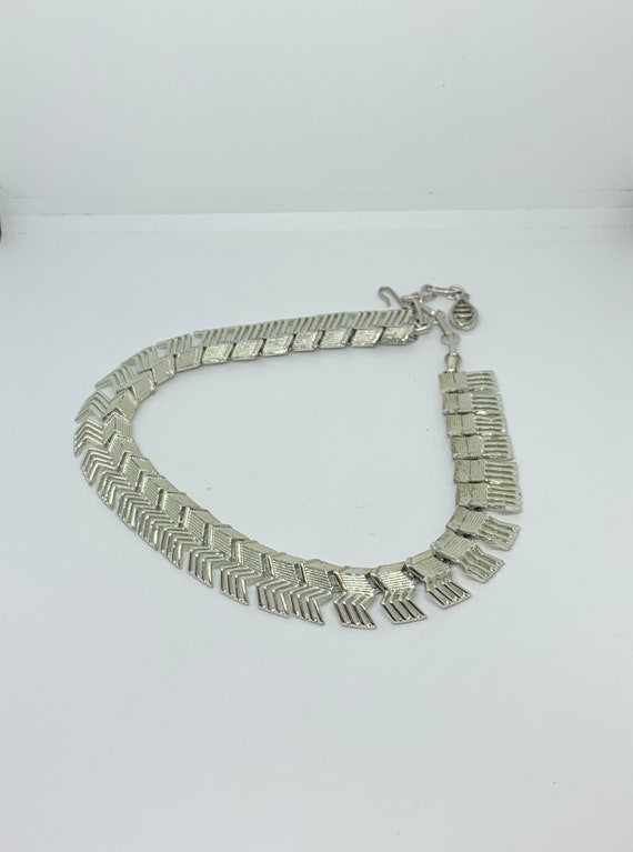 Coro collar choker necklace silver tone - image 5