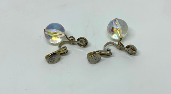 Vintage iridescent crystal ball bead dangle clip … - image 8