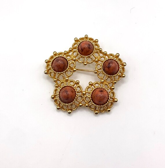 Vintage Sarah Coventry Valencia brooch gold tone … - image 1