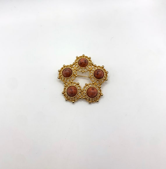 Vintage Sarah Coventry Valencia brooch gold tone … - image 6