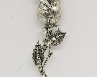 Broche Ancienne En Argent Massif Avec Strass - Modèle F1013, Occasion, Pièce Vintage