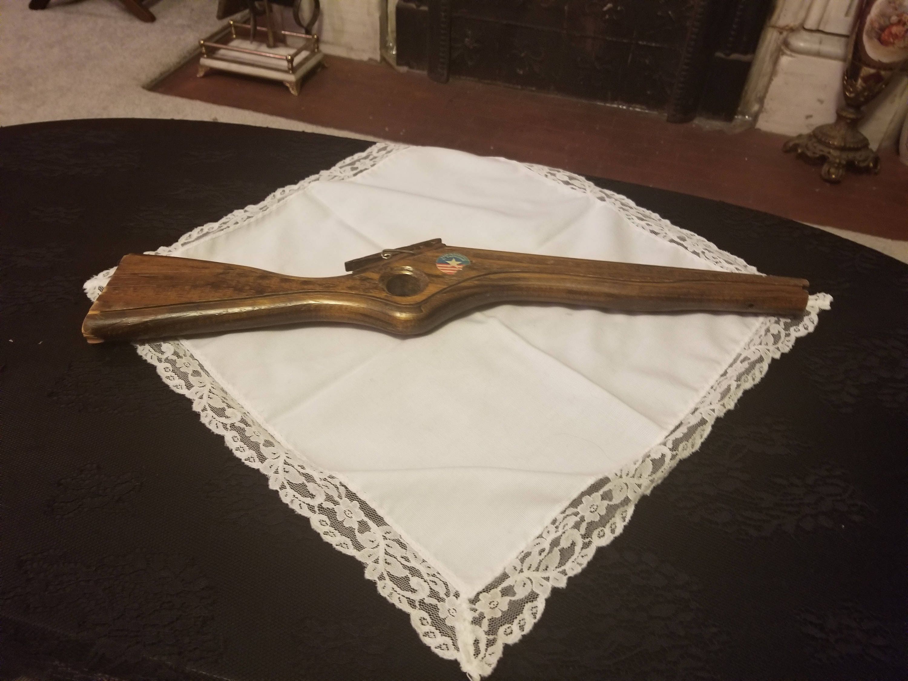 Vintage wood clothespin slingshot long toy gun Etsy