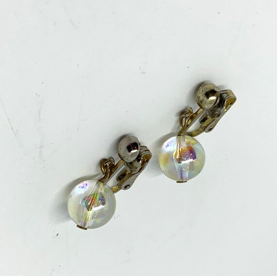 Vintage iridescent crystal ball bead dangle clip … - image 3