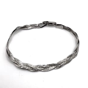 Bracciale vintage a catena intrecciata in argento sterling 925 da 7 pollici