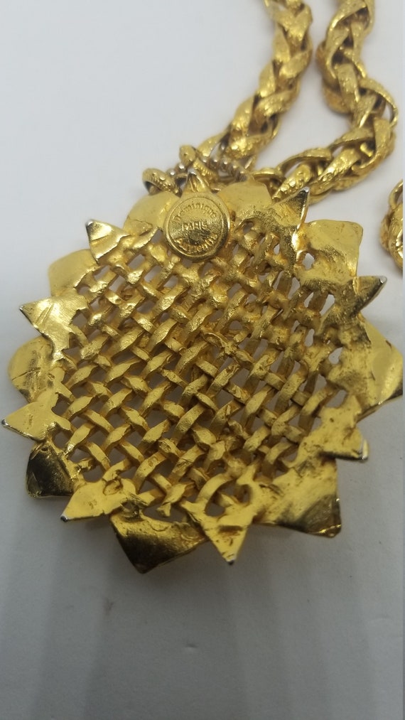 Dominique Aurientis Rare Designer Gold Sun with F… - image 6