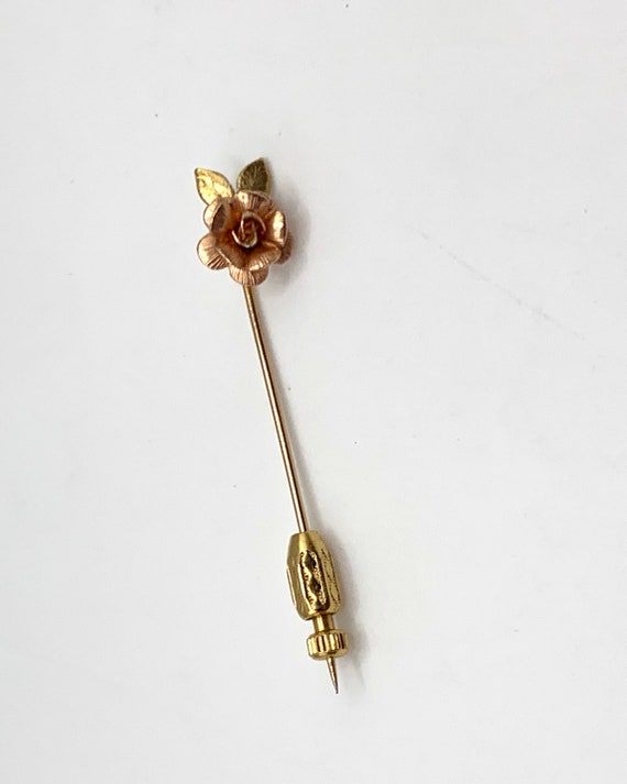Vintage Krementz yellow and rose gold plated rose… - image 5