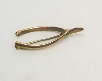 Antique 10k gold Wish bone good luck brooch pin 1800s