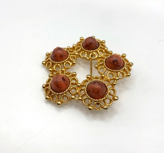 Vintage Sarah Coventry Valencia brooch gold tone … - image 8