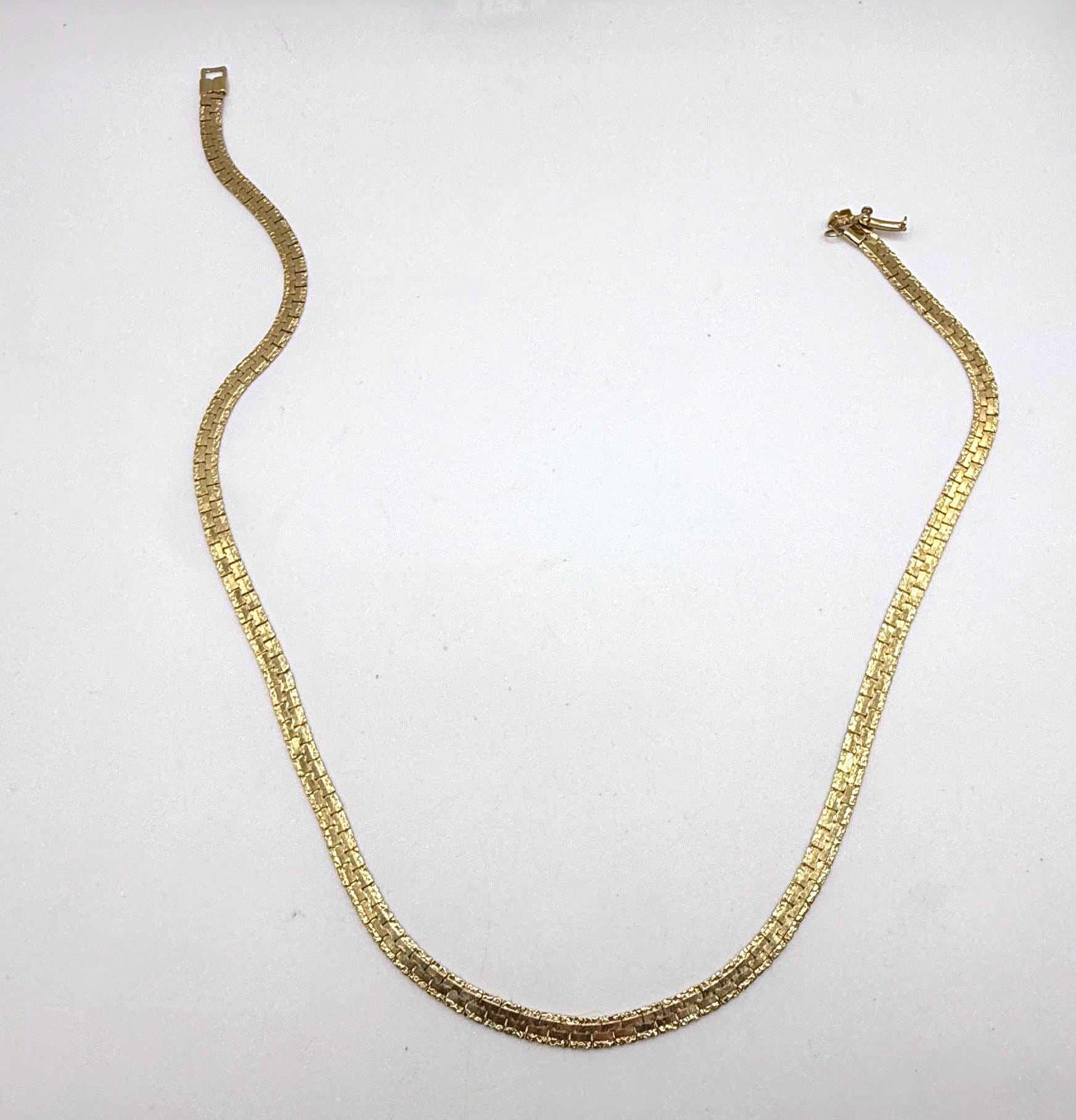 Vintage 18 Inch Thick Gold Plated Herringbone Chain Necklace 80s