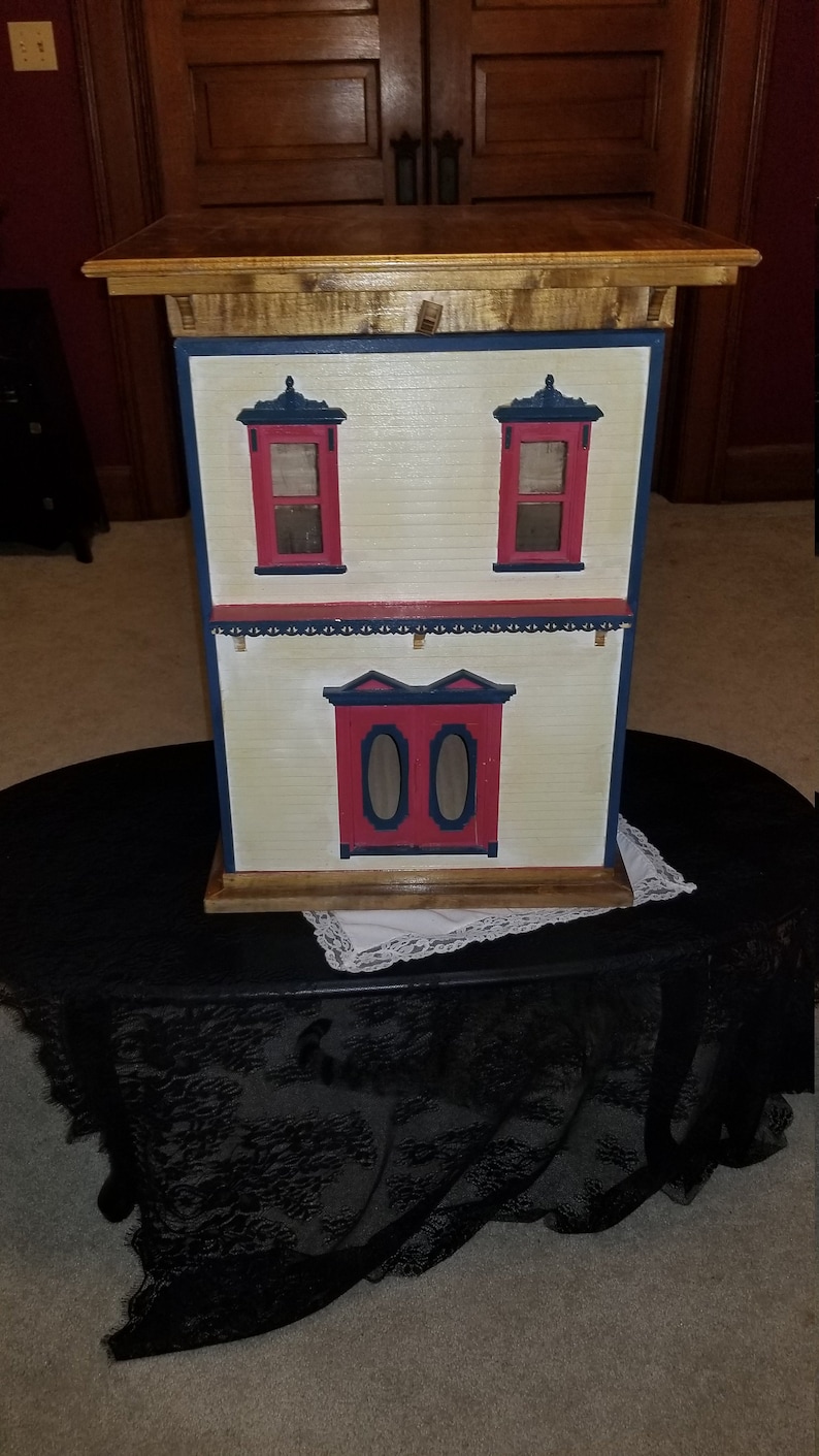 Vintage Large wood handmade doll house large 2 story side Etsy
