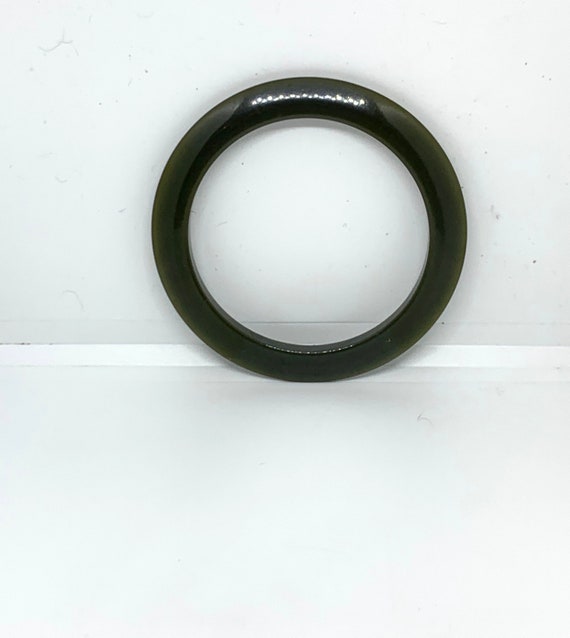 Dark Olive green skinny bakelite bangle stacking … - image 8