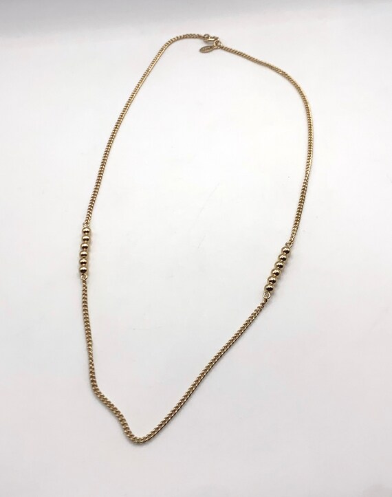 Vintage gold tone Avon gold bead station necklace… - image 2