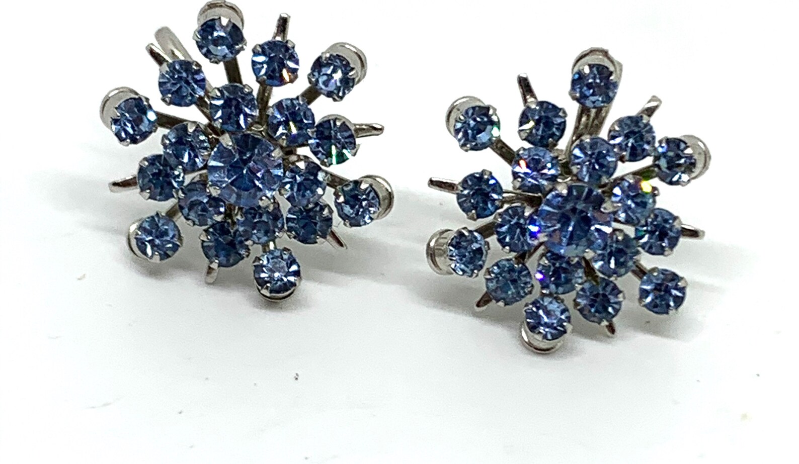 Vintage Coro atomic screw back earrings light blue snowflake | Etsy