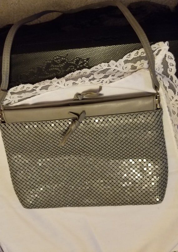 Vintage light gray whiting and davis mesh bag eve… - image 6