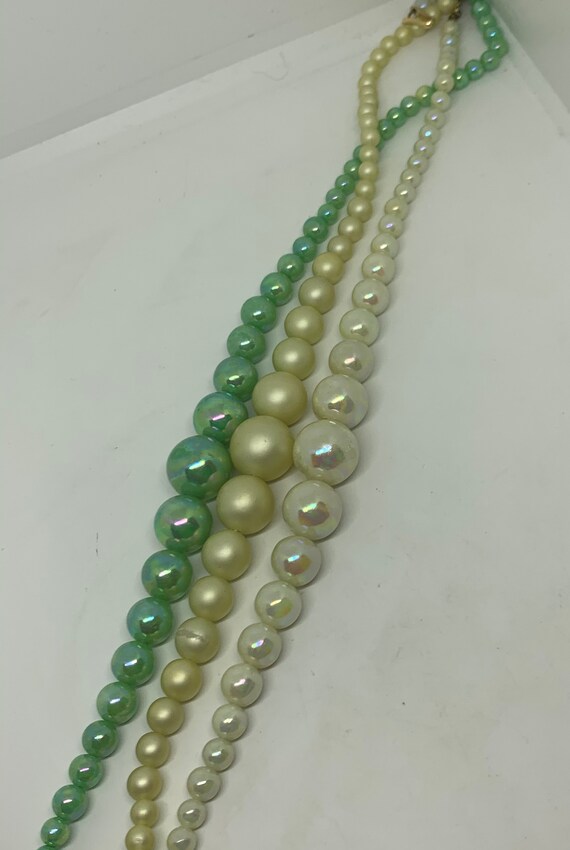 vintage 3 strand graduated luster iridescent and … - image 2