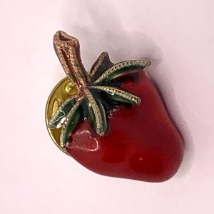 Vintage small enamel Strawberry pin