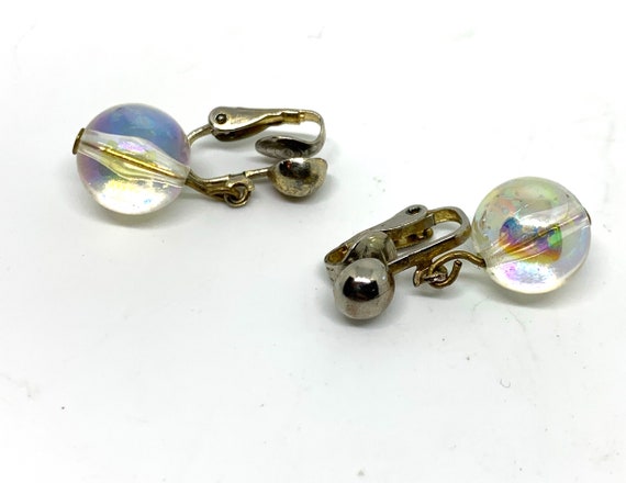 Vintage iridescent crystal ball bead dangle clip … - image 9